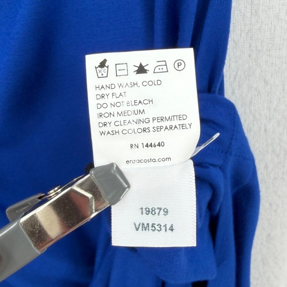 ENZA COSTA Jersey Midi Slip Dress Women XS Royal Blue Spaghetti Strap Luxury NEW - Picture 16 of 16